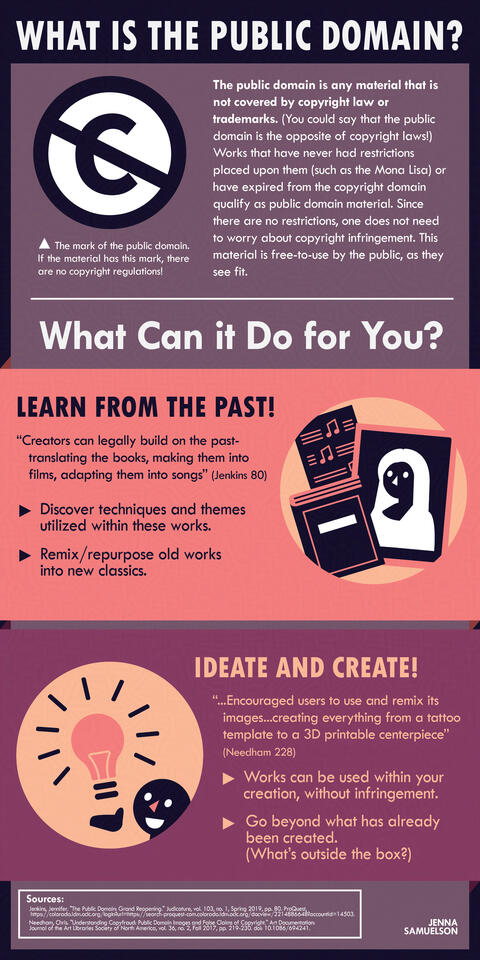 Public Domain Infographic Poster (for 1st-Year Writing Rhetoric class) (Adobe Illustrator, 2020)